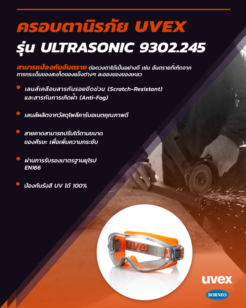 ครอบตานิรภัย UVEX คุณภาพดี รุ่น Ultrasonic 9302.245