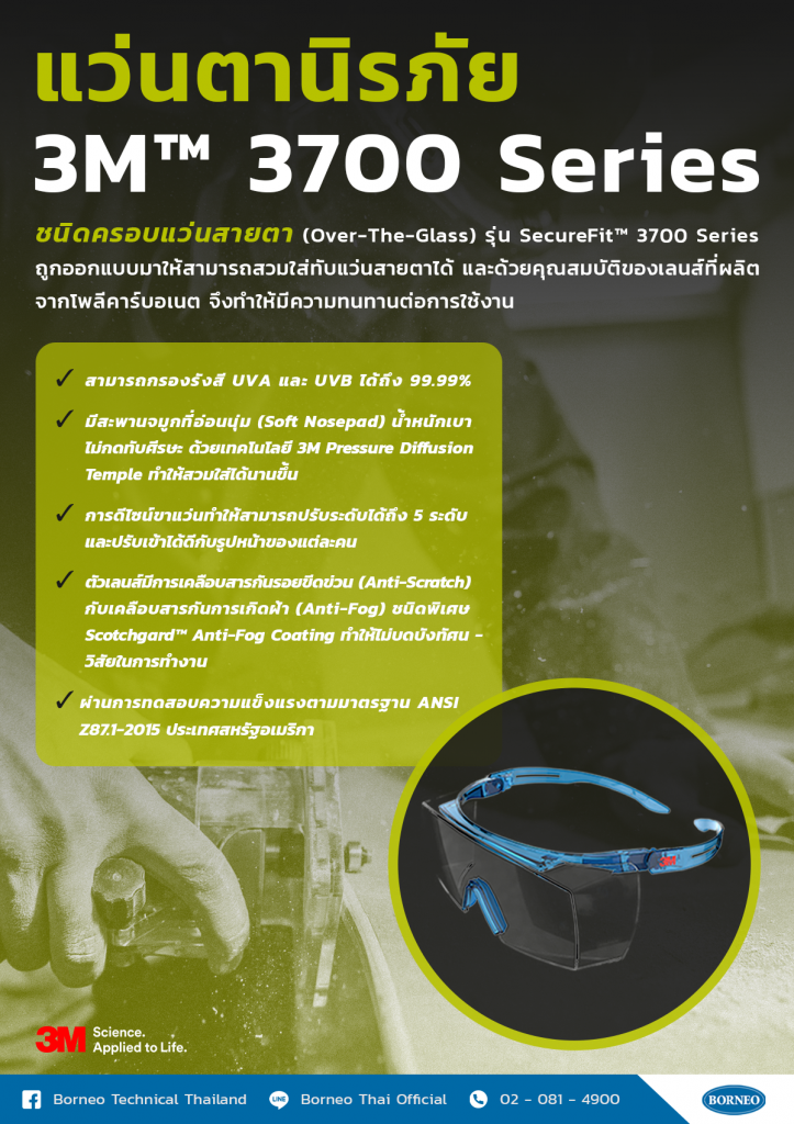 SecureFit™ 3700 Series แว่นตานิรภัยชนิดครอบแว่นสายตา